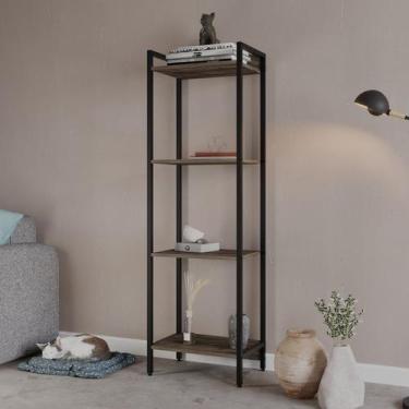 Imagem de Estante para Livros Industrial Aço Multiuso 4 Prateleiras 146cmx45cm A