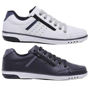 Imagem de Kit 2 Pares Sapatênis Masculino Casual Fechamento Elastico e Ziper - S