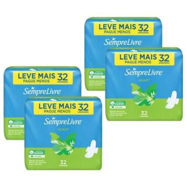 Imagem de Kit 4 Absorventes Externo Sempre Livre Adapt Cobertura Suave 32un cada