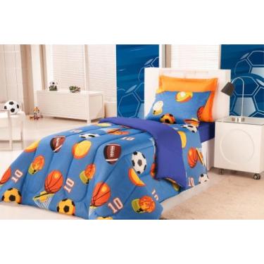Imagem de Edredom Solteiro Dupla - Face Quarto Menino Infantil - Futebol 1 Peça 