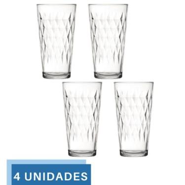 Imagem de Jogo 4 Copos 350ml Vidro Vitrage Suco Agua Transparente Nadir - NADIR 