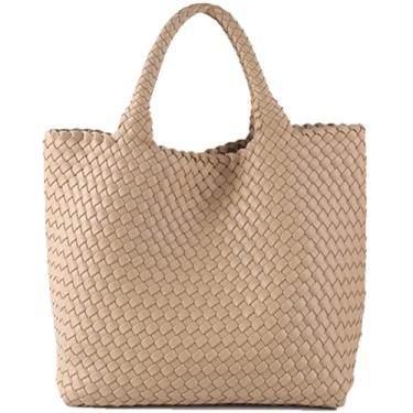 Imagem de JINMANXUE Bolsa de compras de tecido fashion bolsas de viagem e bolsas femininas bolsa de ombro de grande capacidade, Damasco, Large