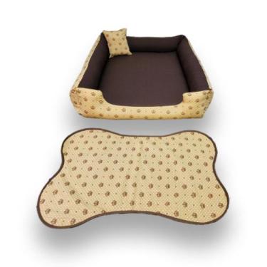 Imagem de cama retangular com zíper cama cachorro grande até 28kg +tapete pra co