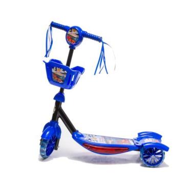 Imagem de Patinete Regula Altura De Crianças 5 6 7 Anos Azul Carrinhos - DM Toys