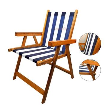 Imagem de Cadeira De Madeira Dobrável Para Lazer Jardim Praia Piscina Camping - 