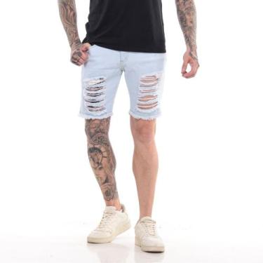 Imagem de Shorts masculinos Jeans rasgados estilo jogador destroyed - Volgue, Je