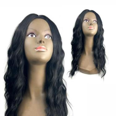 Imagem de Peruca Lace Wig De Cabelo Orgânico Ondulada Repartição Fixa Uso Diário