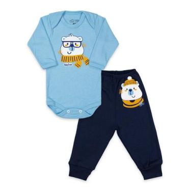 Imagem de Conjunto Body Manga Longa Baby Duck Comfort Urso Cachecol Azul, P