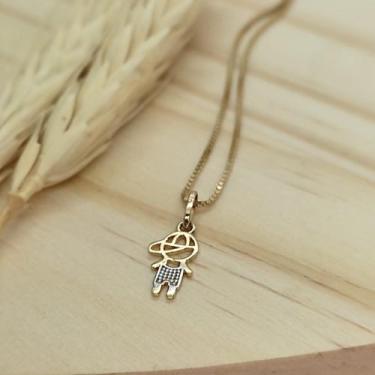 Imagem de Conjunto corrente com Pingente Filho Menino Ouro 18k - Casa das Joias 