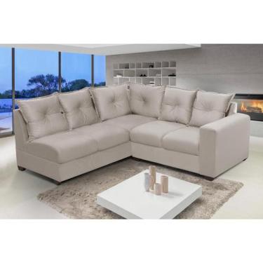 Imagem de Sofá de Canto 5 Lugares Califórnia 183Cm Veludo Light Bege - WS Estofa