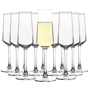Imagem de UMI UMIZILI Conjunto de taças de champanhe, taças de champanhe duráveis com formato Mordern, haste longa, vidro de vinho brilhante transparente (um conjunto de 12)..