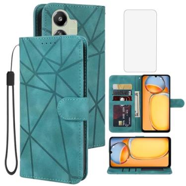 Imagem de Tothedu Capa para Redmi 13C 4G/Redmi 13C 5G/Poco C65/Poco M6 5G Capa carteira com protetor de tela de vidro temperado, capa flip de couro com suporte para cartão de crédito para Xiaomi Redmi 13C verde