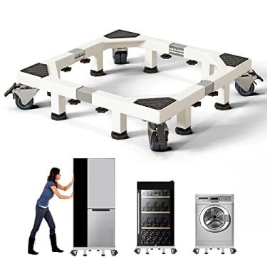 Imagem de CHINCHILLA Base de suporte para geladeira móvel de aço inoxidável resistente, suporte para máquina de lavar com rodas, carrinho ajustável para lavadora, geladeira e secadora