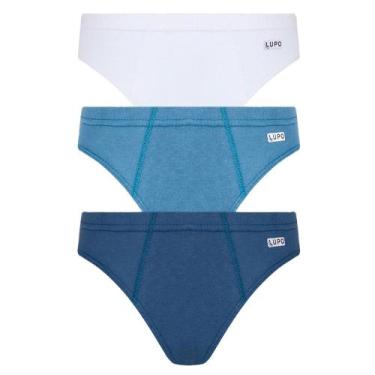 Imagem de Cueca Lupo Slip Algodão com Elastano Infantil 140-089 C/3, Branco, Azu