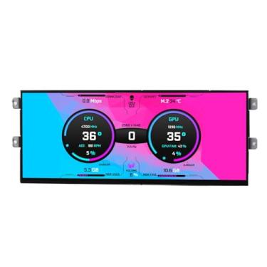 Imagem de VSDISPLAY Tela LCD 2K de 12,3 polegadas 2400 x 900 com mini interface HD-MI USB-C para DIY D31 computador PC Case Monitoramento secundário CPU GPU