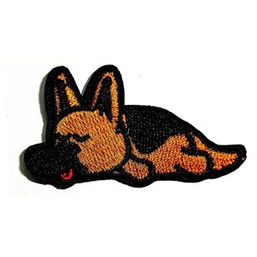 Imagem de Filhote de cachorro dormindo pastor alemão filme quadrinhos desenhos animados bordados adesivos bordados costurar ou passar a ferro em roupas faça você mesmo chapéus, bolsas, coletes, jaquetas e