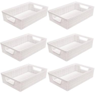 Imagem de Kit 6 Cestos Organizadores Multiuso Decorativo Juta A3 11,5L - Jaguar
