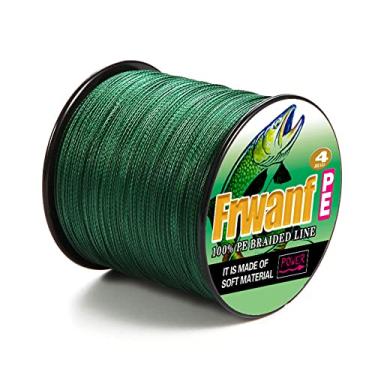 Imagem de FRWANF Linha de pesca trançada de 4 fios - sem desbotamento - elasticidade zero - baixa memória, 0,20 mm/9 kg pesca no mar, pesca no lago, pesca no rio, água salgada, linha de pesca em fibra UHMWPE, verde musgo (não desbota)
