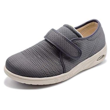 Imagem de Mei MACLEOD Tênis feminino extra largo com alça ajustável e largura larga para artrite e edema para idosos diabéticos, Cinza feminino, 9.5 Wide