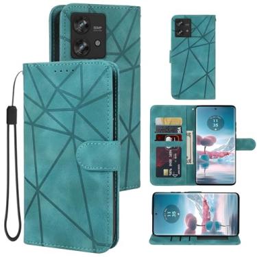Imagem de Tothedu Capa para Motorola Edge 40 Neo, capa carteira Moto Edge 40 Neo XT2307-1, suporte de couro flip para cartão de crédito com alça de pulso para Motorola Edge 40 Neo 5G verde