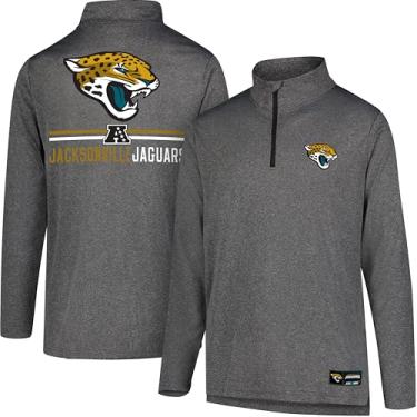 Imagem de Ultra Game Camiseta masculina NFL de manga comprida com zíper de 1/4 macio, Jacksonville Jaguars, cinza mesclado, pequena