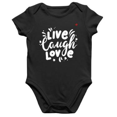 Imagem de Body Bebê Algodão Live Laugh Love - Foca na Moda, Preto, G