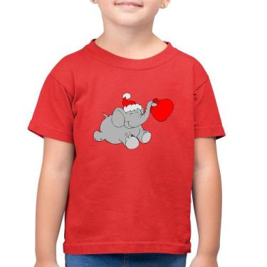 Imagem de Camiseta Algodão Infantil Elefante Noel - Foca na Moda, Vermelho, 6