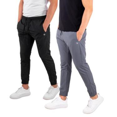Imagem de Kit 2 Calça Jogger Masculina Poliamida Premium   - KS, Preto, Cinza, G