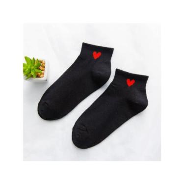 Imagem de Kit 12 pares Meia Love Coração Algodão Feminina Cano Curto - Atacado d