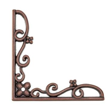 Imagem de Cantoneira Fina Flor Grande 4 Peças Enfeite Espelho Bandeja - Metallic