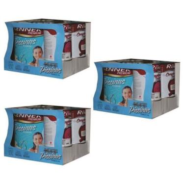 Imagem de 3 Kit Tinta Para Piscina Azul Renner 4,5lts Impermeável