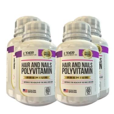 Imagem de Polivitamínico Cabelos E Unhas Caps 500Mg 60Cáps Kit 4 Potes - FLORA V