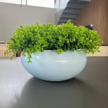 Imagem de Arranjo Grande Centro de Mesa Vaso Branco com Verdinho - Decore Fácil 