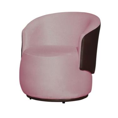 Imagem de Poltrona Bia Redonda com Composê Suede Rosa e material sintético Marro
