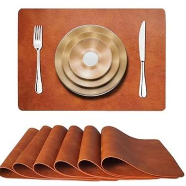 Imagem de 14 Jogo Americano COURO  Impermeável Limpa Facil para MESA - GENERTOY,