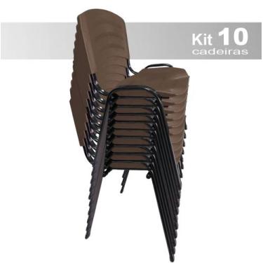 Imagem de kit 10 Cadeira Empilhavel Iso Plástica Fixa Cadeiras Para Igreja Escri