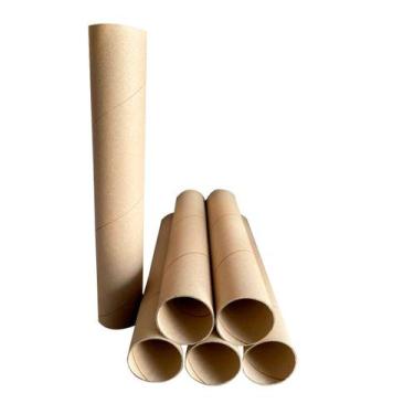 Imagem de 10un Tubo Postal Tubete Canudo Papelão 35 x 7,3cm Ø Sem tampa - GabiJo
