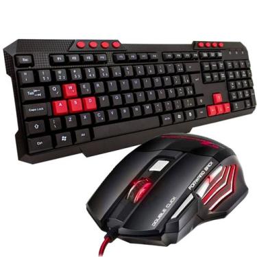 Imagem de Kit Teclado Gamer Teclas Multimídia + Mouse Gamer Led usb 7 Cores 3200