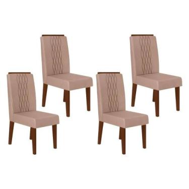 Imagem de Cadeira de Cozinha Lia Kit 4 Un Freijó/Suede Kraft - DJ Móveis