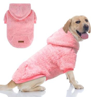 Imagem de EXPAWLORER Moletom com capuz para meninas - roupas de inverno de lã quente para cães, suéter felpudo para clima frio, moletom com capuz para cães pequenos, médios e grandes