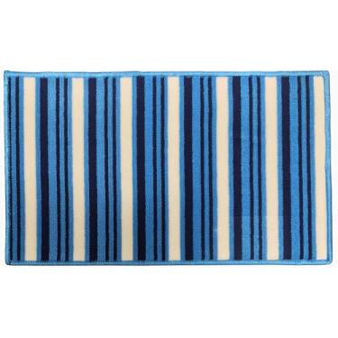 Imagem de Tapete de entrada antiderrapante com estampa de listras variegadas, cozinha doméstica, tapete confortável, 43 cm x 71 cm (azul claro)