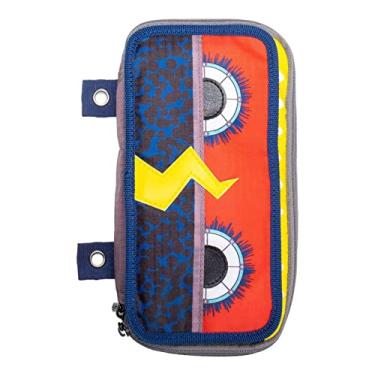 Imagem de Case-it PLP-120-ME estojo para lápis com zíper para olhos de monstro com organizador externo e ilhós, Vermelho