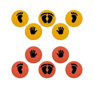 Imagem de Eco Walker Tapete colorido de 25,4 cm, marcadores planos, pés, jogo de mão, pedras de piso, lava quente para sala de aula, casa (mão-pés 1)