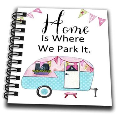 Imagem de 3dRose Home is Where We Park It with A Cute Pink and Aqua Camper Bloco de notas (db_254988_3)