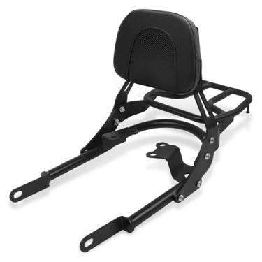 Imagem de DFFMQSJ Compatível com Bonneville Bobber T100 T120 2017-2021 bagageiro traseiro de motocicleta com barra traseira Sissy Suporte de caixa superior de ferro Suporte preto para transporte de carga