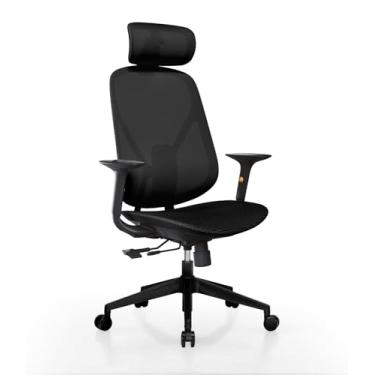 Imagem de G-PACK PRO Cadeira de escritório ergonômica com encosto de cabeça - Cadeira de mesa de malha com rodas - Preta