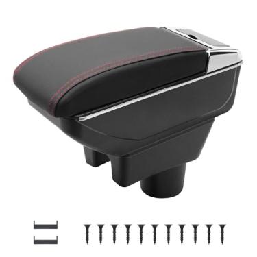 Imagem de Caixa de apoio de braço Mitsubishi Mirage Attrage 2014-2024 com 7 portas USB, caixa de armazenamento central, consoles centrais de mão de camada dupla com suporte de copo (sem porta USB, rosca