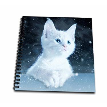 Imagem de 3dRose Adorável Gato Branco em Fundo Nevado Caderno Arame (db_256755_2)