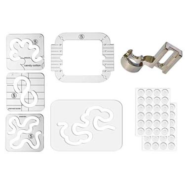Imagem de 5 réguas de molde para acolchoado de movimento livre, 4 peças de régua para acolchoado de 3 mm com moldura para máquina de costura doméstica com régua de haste baixa adiciona 48 peças de aderência antiderrapante (A)