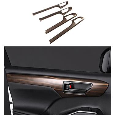 Imagem de TUBAIZAI Apoio de braço interno do carro maçaneta da porta tigela decoração capa adesivo guarnição apto para Toyota Highlander 2021 2022 acessórios interiores ABS (estilo madeira pêssego) 4 peças
